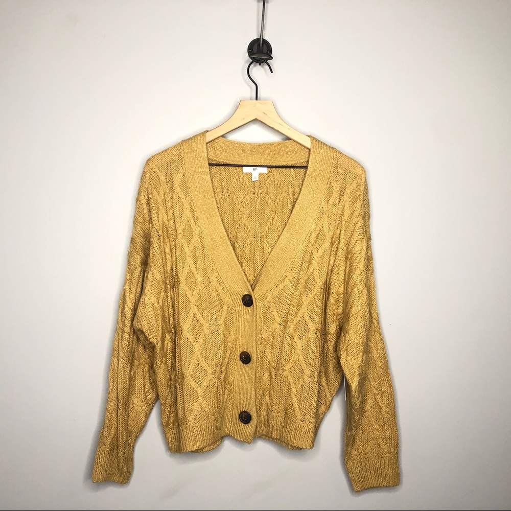 BP Tan Iced Coffee Cable Knit Cardigan Size Large